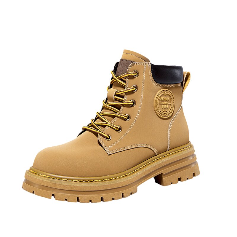 森马马丁靴女冬季2025新款靴子英伦风增高短靴加绒女鞋厚底大黄靴