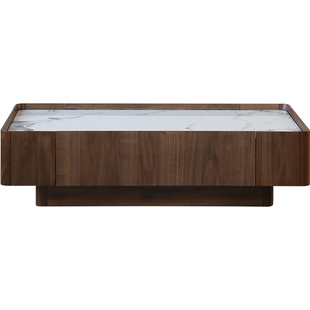 北美黑胡桃木茶几客厅家用轻奢实木岩板台面茶桌茶台2026新款高端