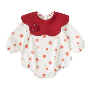 婴儿衣服春季新款小月龄女宝春装洋气宝宝红色包屁衣新生儿连体衣