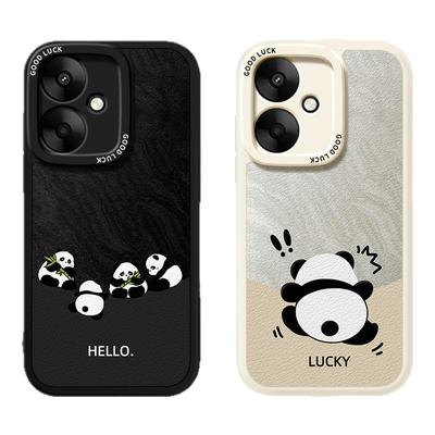 适用红米13C手机壳小米Redmi13R新款23124RN87C小羊皮硅胶套全包防摔redmic十三redmir熊猫简约撞色男女5G软