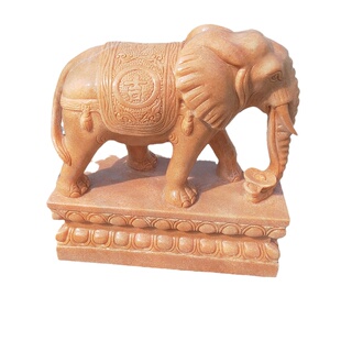 石雕大象一对天然红汉白玉青石石象招财镇宅别墅庭院家用门口摆件
