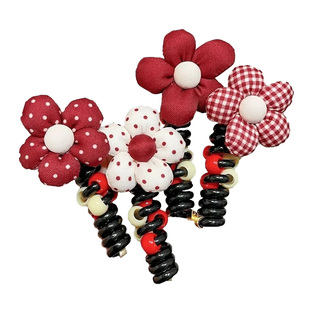 儿童编发神器新年红色泡泡辫头绳2025新款女童电话线发圈发绳头饰