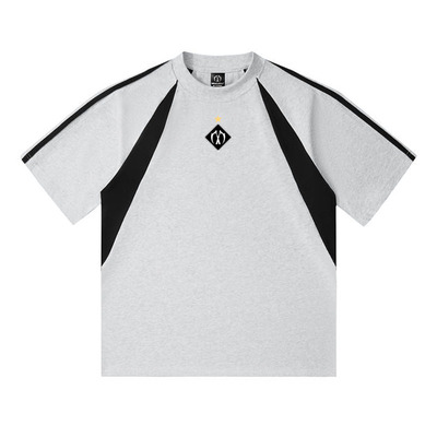 MIRACLEKILL SPORT春夏星双刀徽章几何拼接短袖T恤圆领休闲男女
