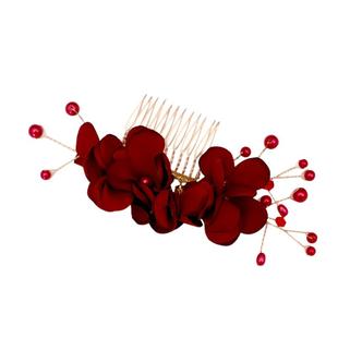 中式大气喜婆婆婚礼头花结婚新娘发饰红色头饰玫瑰发夹边夹高级感