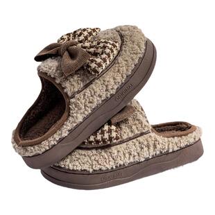 可爱棉拖鞋女秋冬季室内家居家用保暖防滑厚底保暖毛毛棉拖女士款