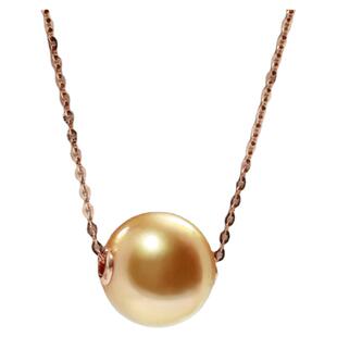 GiO珠宝 浓金色南洋海水金珍珠项链女18K金路路通吊坠颈链送妈妈