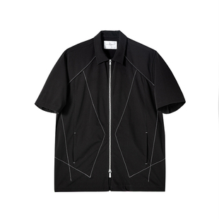 「OCEANBACCA」SS21 Pt.2 明线撞色层叠kiko风 拉链垂感短袖衬衫