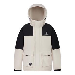 骆驼男装工装羽绒服男冬季2025连帽加厚保暖短款防寒防水外套