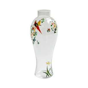 【孤品4折】蜡笔派花间翎语花瓶手绘收藏高级琉璃瓶乔迁新婚礼物W