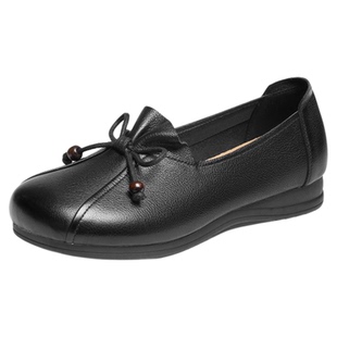 红蜻蜓妈妈单鞋2026春季新款女鞋真皮软底皮鞋中老年舒适平底鞋子