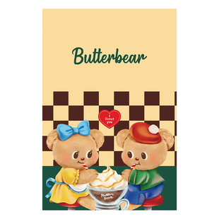 10张黄油小熊明信片ins风室内少女心房间背景墙装饰A6分隔页卡片