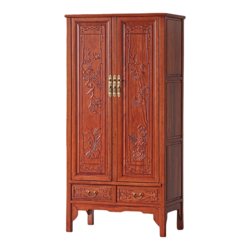 新中式衣柜卧室实木客厅仿古立柜杂物柜复古储物柜多功能收纳柜