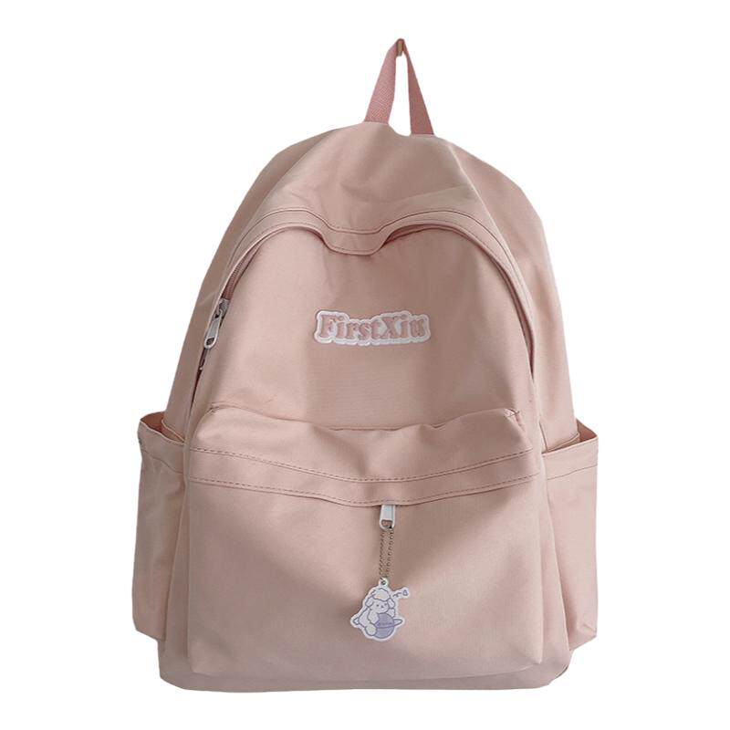 漂亮脸蛋小众书包女生初中大学生纯色极简风双肩包小学生百搭背包