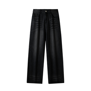 lemanism潮牌复古水洗牛仔裤男2025春秋宽松直筒裤子情侣休闲长裤