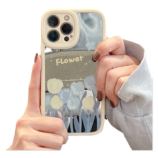 镜面郁金香适用opporeno15/14/13pro/12/11/10/9/8手机壳K12s/Findx9/8s/7女款a93真我12Xplus/realmeGTneo5