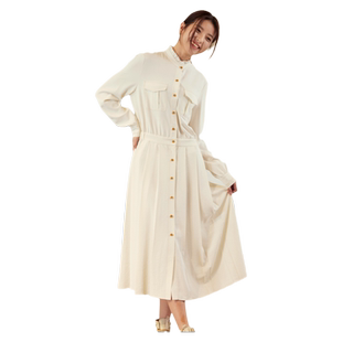 KAKO女装新品连衣裙收腰长袖过膝显瘦高级感小众设计裙子