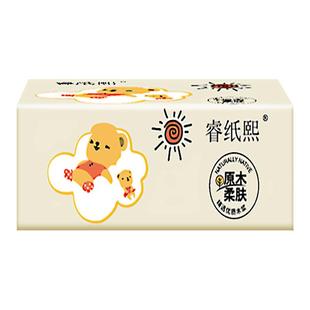 睿纸熙卡通小熊抽纸原木擦手纸家用面巾纸抽取式卫生纸柔肤