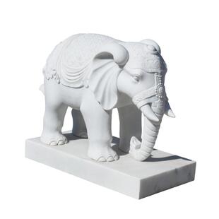 天然石雕大象一对汉白玉镇宅石象别墅酒店门口风水石头象雕塑包邮