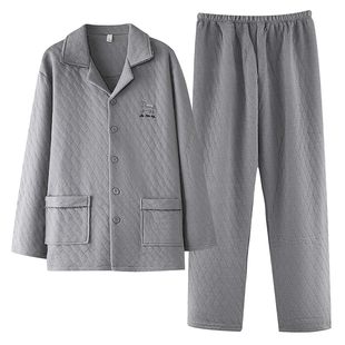 乌拉拉公主加厚纯棉男士睡衣冬季薄款2025年新款空气棉夹层家居服