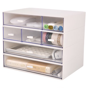 桌面收纳盒文具化妆品抽屉式首饰透明收纳柜ins防尘学生杂物整理