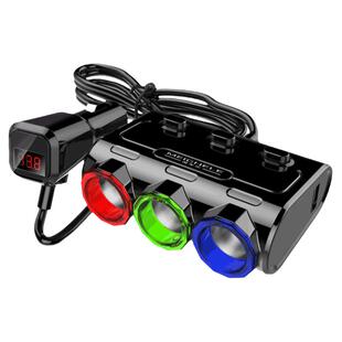 汽车点烟器一拖三多功能用插头汽车充插座分配器一拖二车载充电器