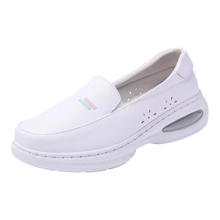 医院专用护士鞋软底透气不累脚女足弓支撑防臭医护工作小白色皮鞋