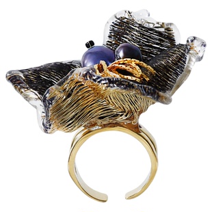 【新品】ATRIAL SENSING黑金繁花系列高奢小众花朵烟花戒指开口戒