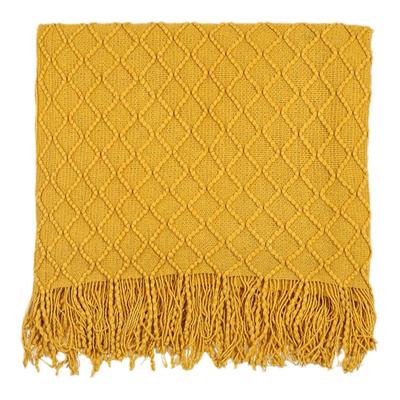 北欧纯色流苏床尾巾沙发毯针织毯