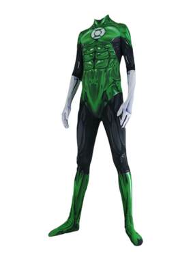成人儿童电影肌肉绿灯侠连体紧身衣Green Lantern Cosplay Zentai