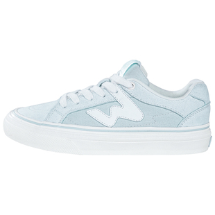 顽刻ollieskate冰蓝色春季校园风W系列翻毛皮帆布男女国潮滑板鞋