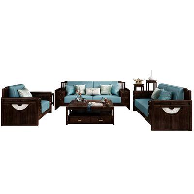 瑞银别墅沙发新中式乌金木檀木