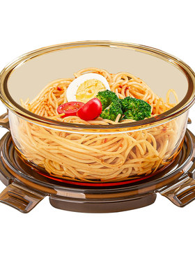 高硼硅玻璃饭盒微波炉加热专用碗上班族餐盒圆形保鲜水果便当盒