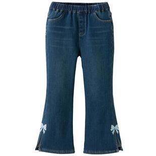 戴维贝拉儿童牛仔裤女童2026冬装新款加绒长裤中大童洋气喇叭裤子