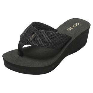 宝人小码女拖鞋厚底人字拖纯色中跟夹拖轻便防滑时尚外穿百搭凉鞋