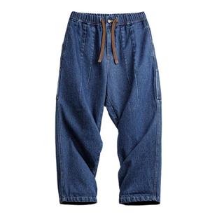 马登工装美式复古重磅水洗伐木牛仔裤廓形宽松阔腿休闲直筒裤男春