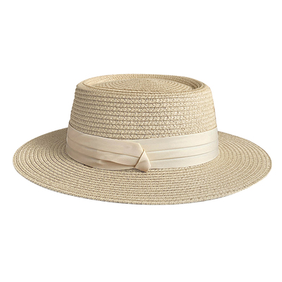 法式平顶编织防晒大头围草帽女