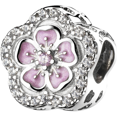 ATHENAIE925银粉色樱花珐琅珠子串珠diy串饰可搭配手链串珠女款