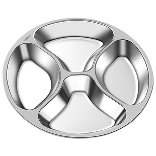 减脂餐盘304不锈钢减肥健身专用定量分餐盘四格备菜盘儿童早餐盘