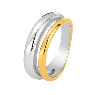 NG双拼色钛钢情侣对戒女2026新款小众设计轻奢高级感素圈指环戒指