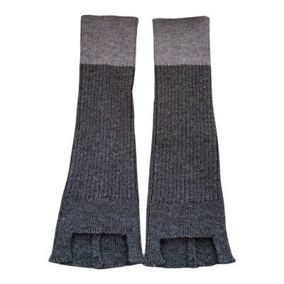 羊绒拼色缺口长筒袜套女秋冬加厚