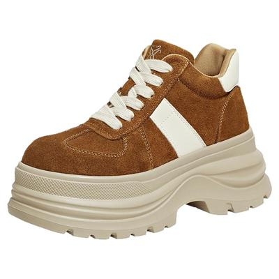 百思图2025冬新款真皮户外运动厚底增高女高帮德训鞋短靴CV258DD5