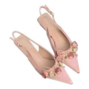 尖头高跟鞋法式包头凉鞋仙女风女鞋春夏外穿白色高跟凉拖韩版单鞋