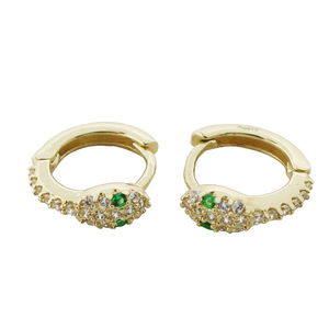 韩国纯10K金蛇形镶嵌耳环女 轻奢高级感耳扣时尚简约百搭耳圈耳饰