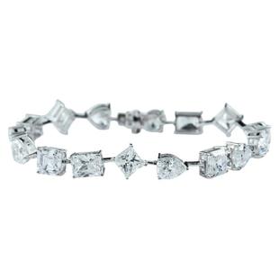 进口莫桑石铂金PT950爱心手链18k白金异形手镯情人节送女友奢华