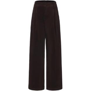 IF BY LAND X LOOKNOW设计师品牌2025秋冬新款深棕色灯芯绒长裤女