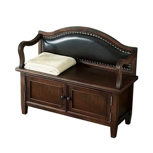 美式实木换鞋凳鞋柜欧式家用门口穿鞋凳进门可坐式储物收纳凳入户