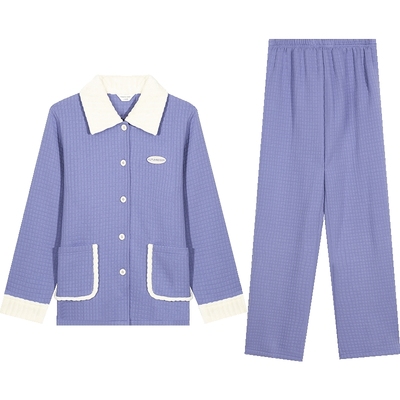 秋鹿空气棉冬天睡衣可外穿女款夹棉加厚加绒保暖家居服女秋冬套装