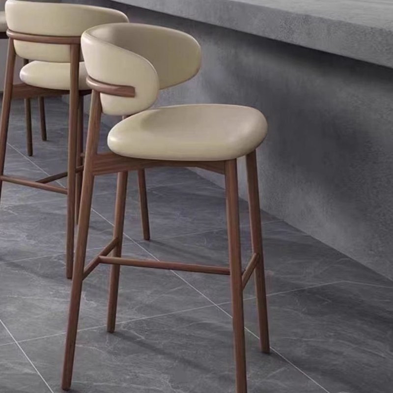 现代实木吧台椅北欧厨房椅靠背小型高脚家用酒店休闲餐椅椅子餐厅