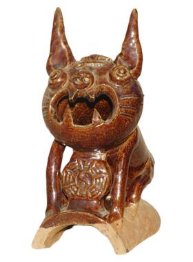 瓦猫中号云南非遗土陶屋顶摆件