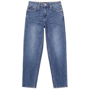 【张凌赫代言】Lee411舒适高腰小直脚中深蓝色水洗女牛仔裤A5662